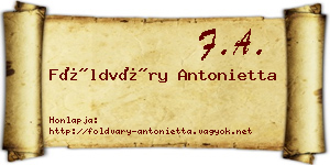 Földváry Antonietta névjegykártya